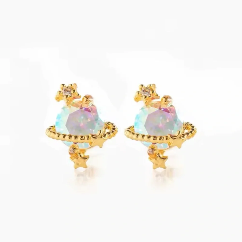 Dainty planet earring Set - Picture 4 of 6